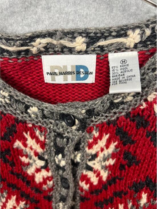 Vintage Paul Harris Womens Wool Knit Cardigan Sweater M Fair Isle Grannycore - Picture 9 of 9